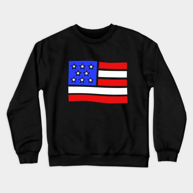 Simple American Flag in The Wind Crewneck Sweatshirt by Jason Bentley